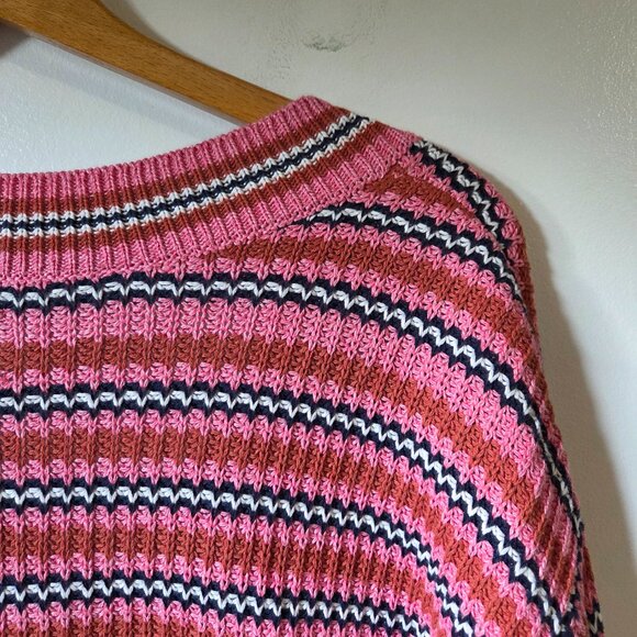 EUC LIKE NEW NIC + ZOE STRIPED V NECK COTTON BLEND SWEATER SIZE XL - Picture 7 of 15